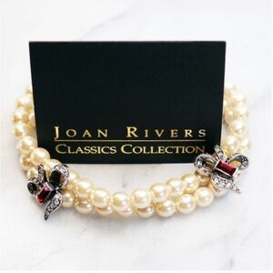 Joan Rivers Vintage Twin Strand Faux Pearl Garnet & Marcasite Bracelet